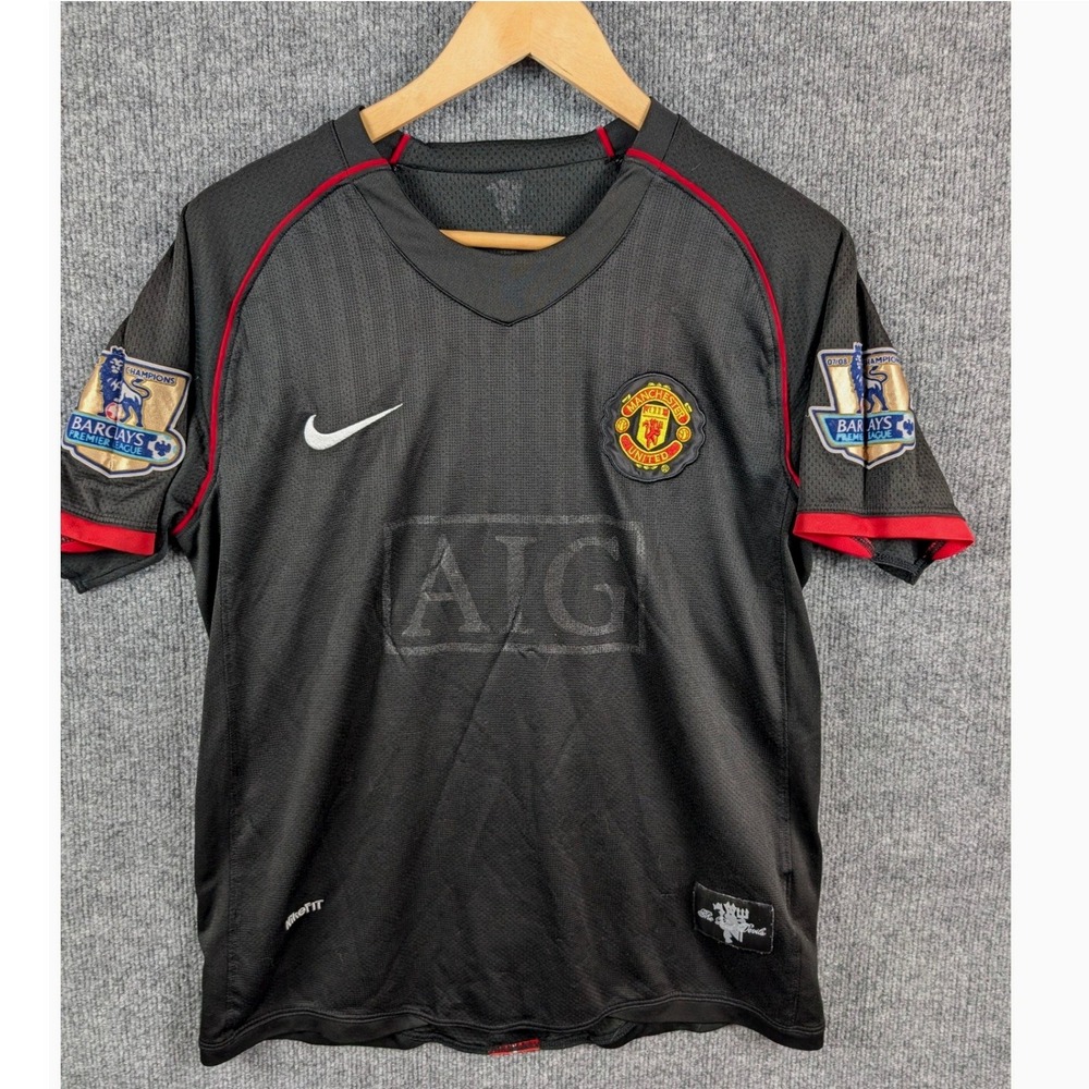 Nike Manchester United Ronaldo 7 Soccer Jersey Black 07/08 Champions Kids Medium